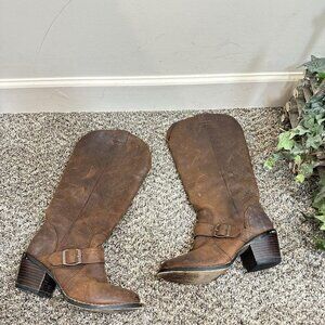 Durango City Philly Women Turn Down Pull-On Wester Boots Brown Leather Size 6